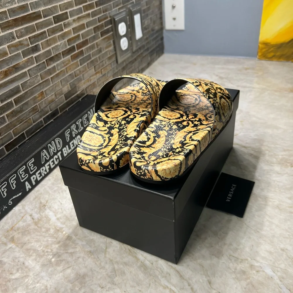 Versace Baroque Printed Slide Sandal - Picture 10 of 11